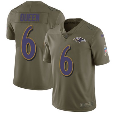 Nike Baltimore Ravens #6 Patrick Queen Olive Men's Stitched NFL Limited 2017 Salute To Service Jersey